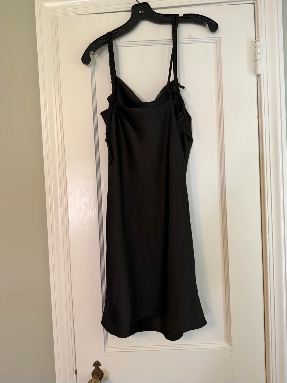 House of Harlow 1960 Black Mini Slip Dress with Braided Strap